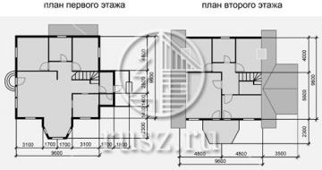 Дома из бруса "Таруса" (9,6х9,8)